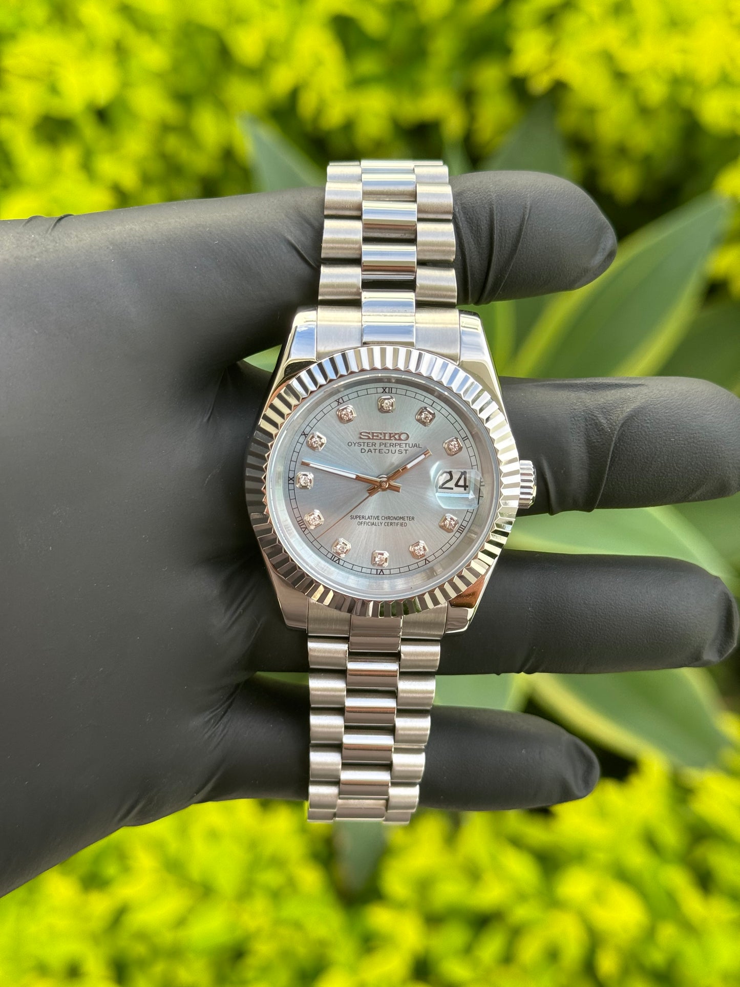 Baby Blue DateJust W/Diamond Dial Mod - 39mm In Stock