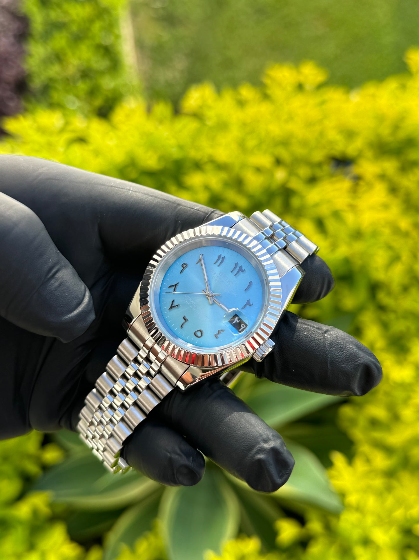 DateJust Arabic Dial Baby Blue - Out of Stock (Available for Custom Order)