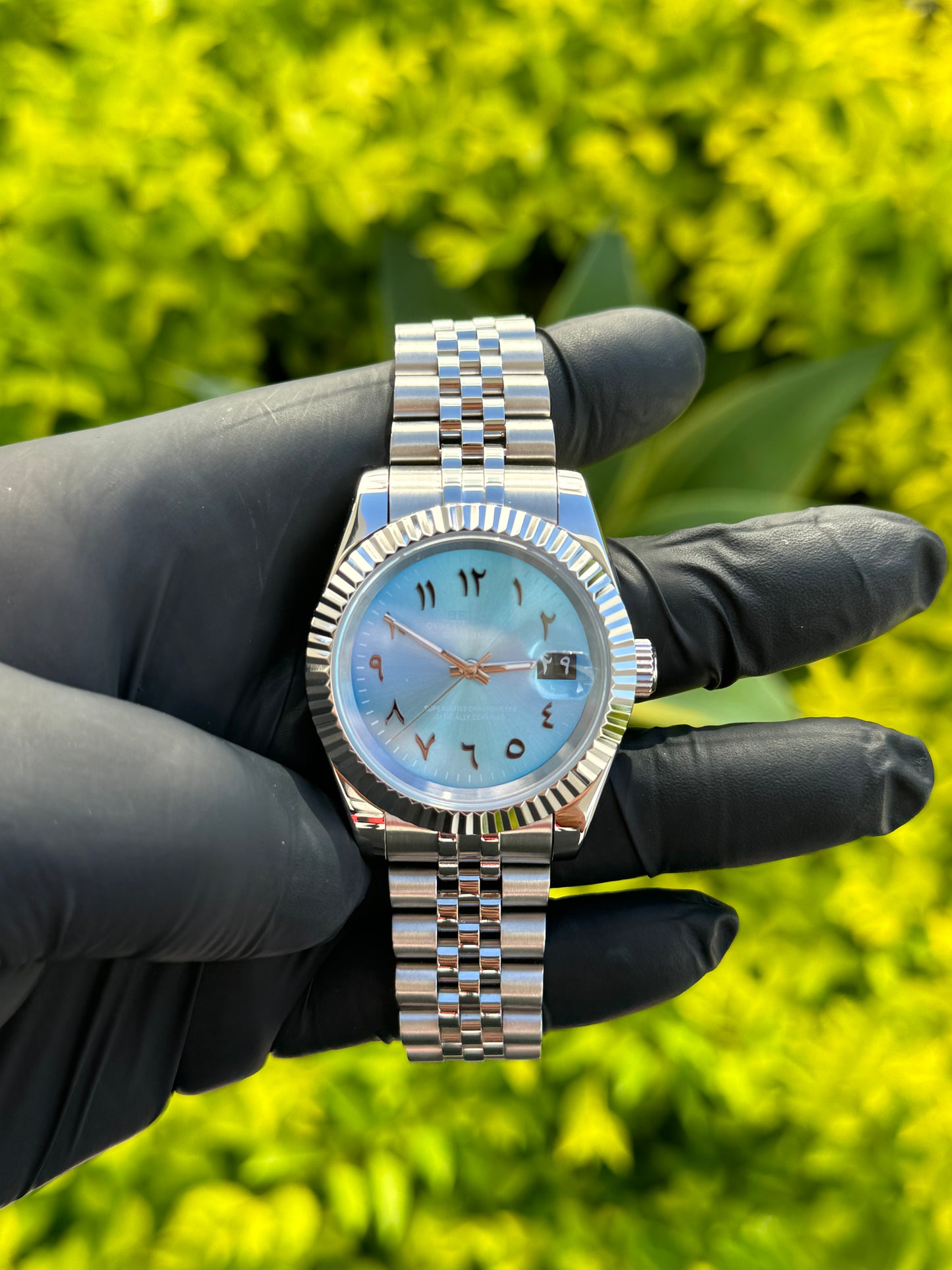 DateJust Arabic Dial Baby Blue - Out of Stock (Available for Custom Order)