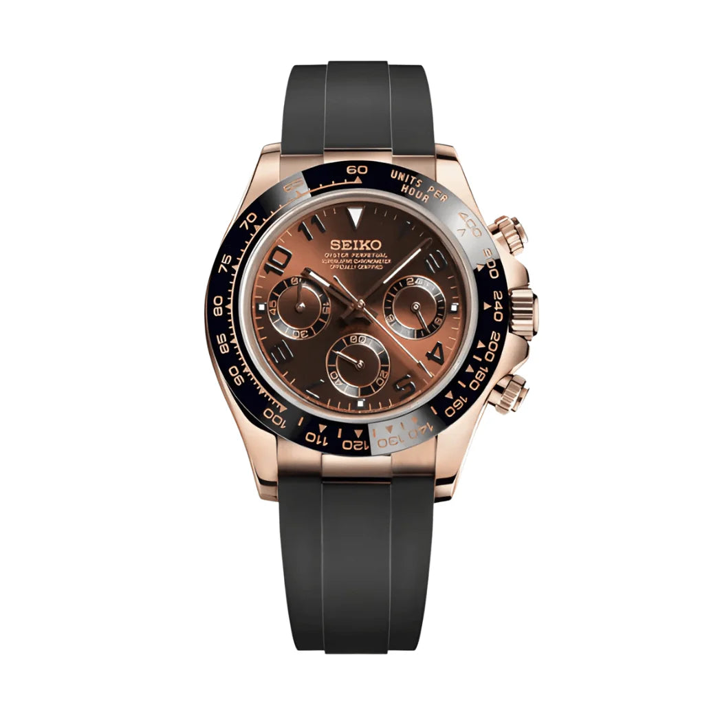 Daytona Chocolate Mod Rose Gold W/Black Rubber