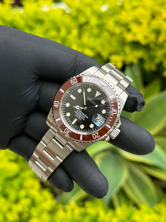 Brown Bezel W/Black Dial Marine Master Mod - In Stock