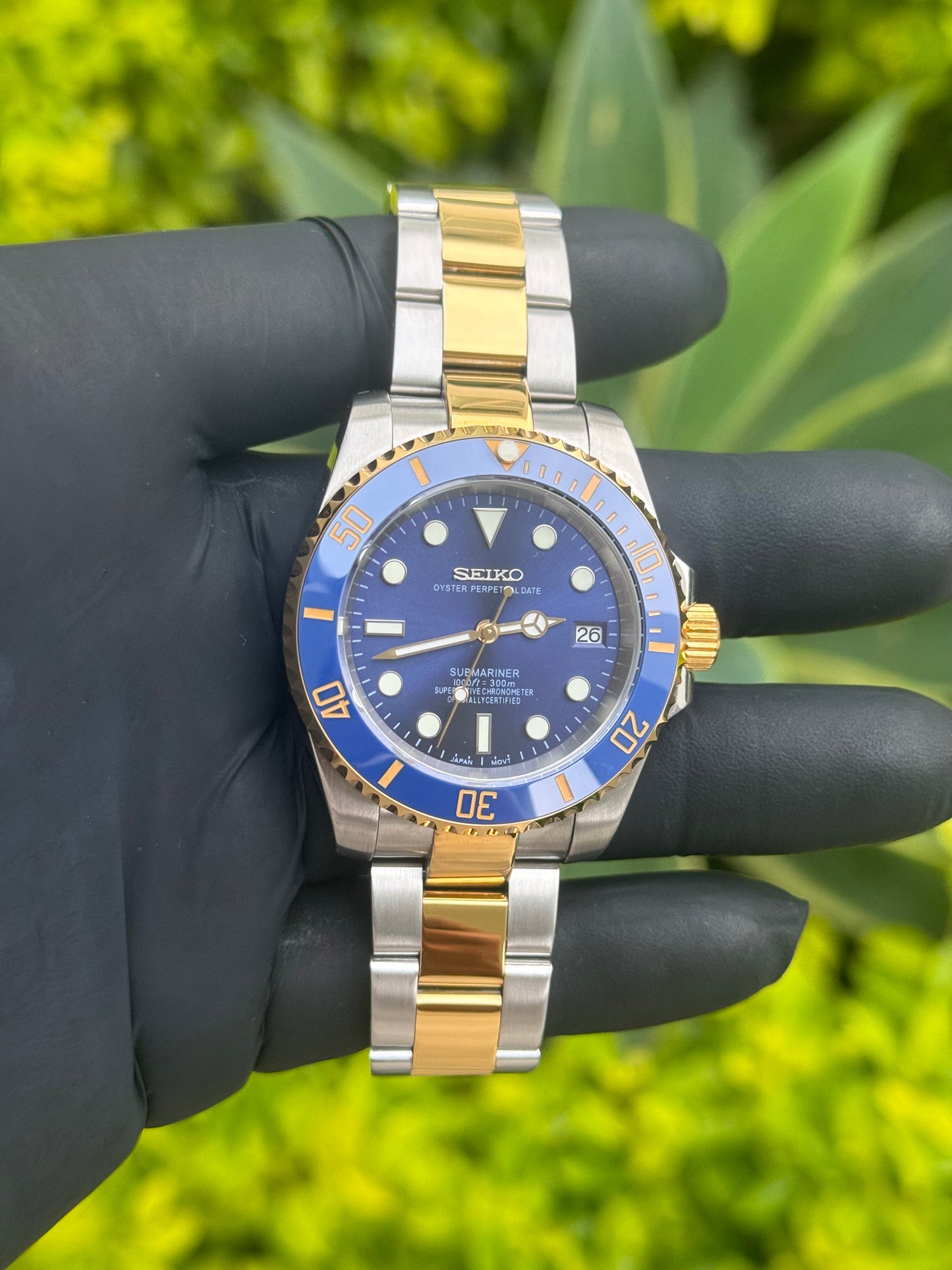 Blue/Gold Two Tone Submariner Mod - In Stock