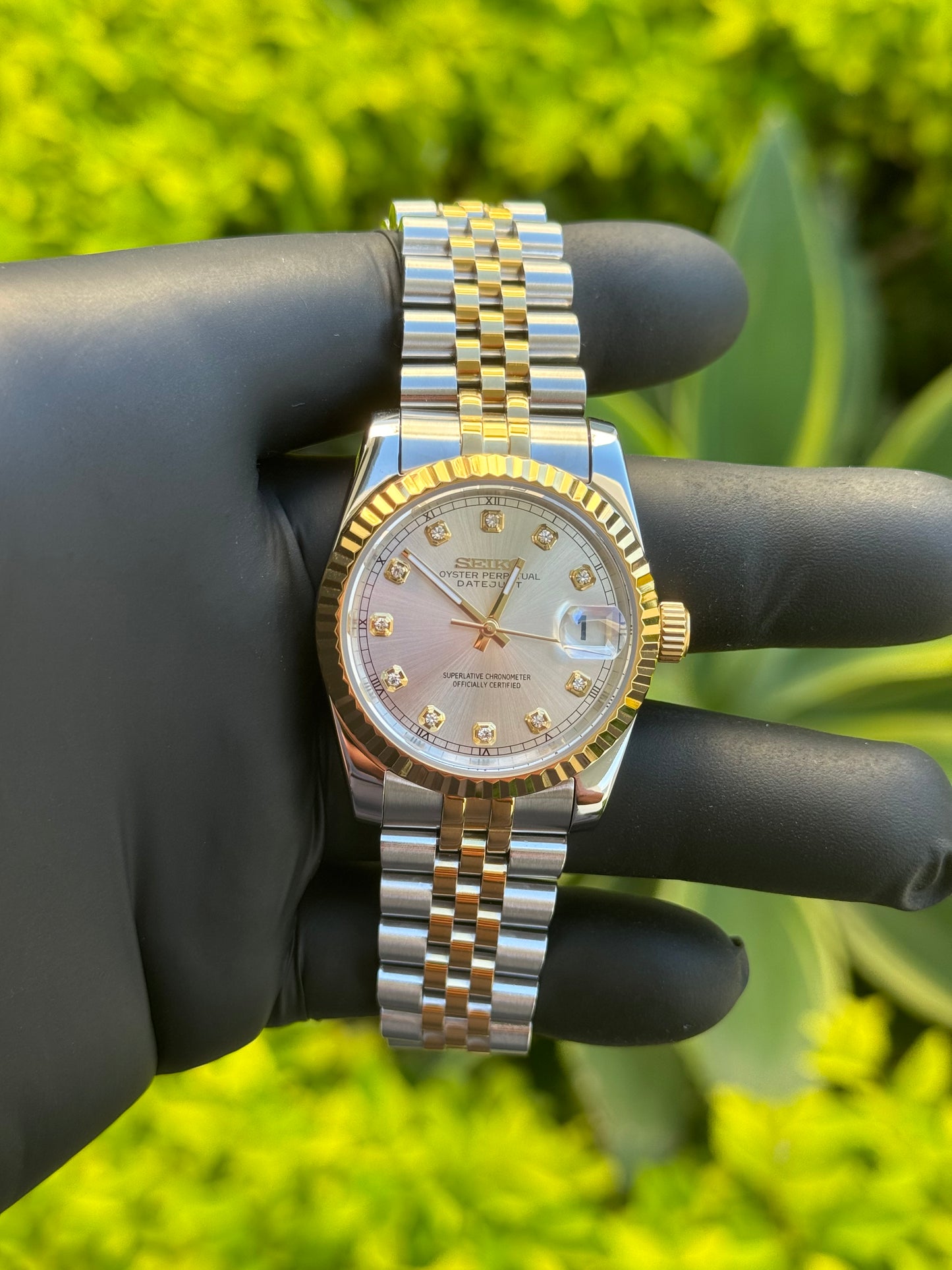 Pearl Two Tone DateJust W/Diamond Dial Mod - Out of Stock (Available for Custom Order)