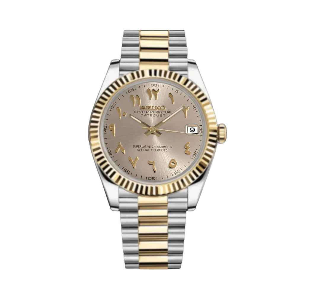 DateJust Mod Two Tone Gold W/Pearl White Arabic