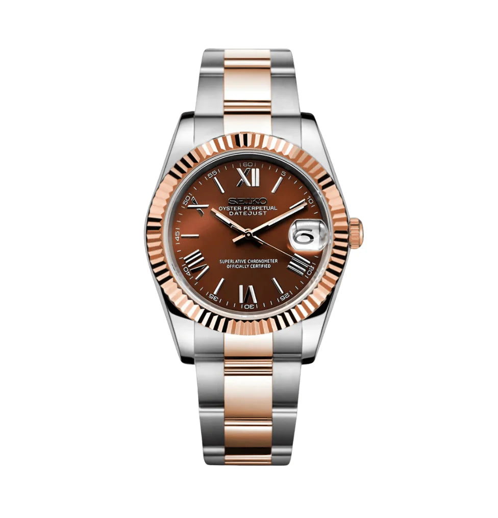 DateJust Mod Two Tone Rose Gold W/Chocolate Roman