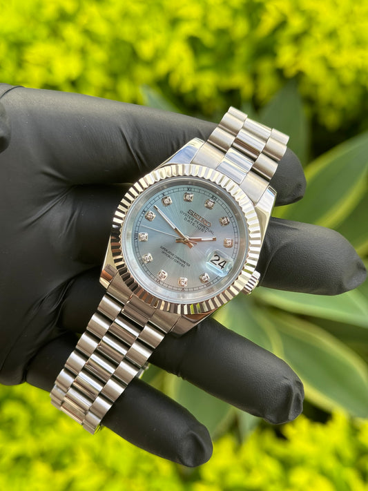 Baby Blue DateJust W/Diamond Dial Mod - 39mm In Stock