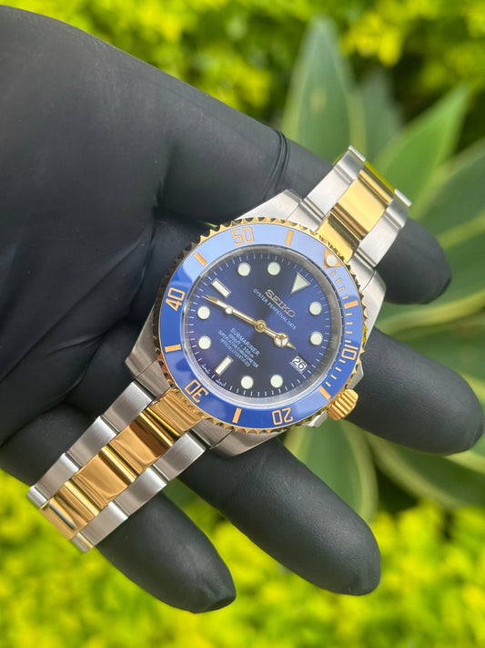 Blue/Gold Two Tone Submariner Mod - In Stock