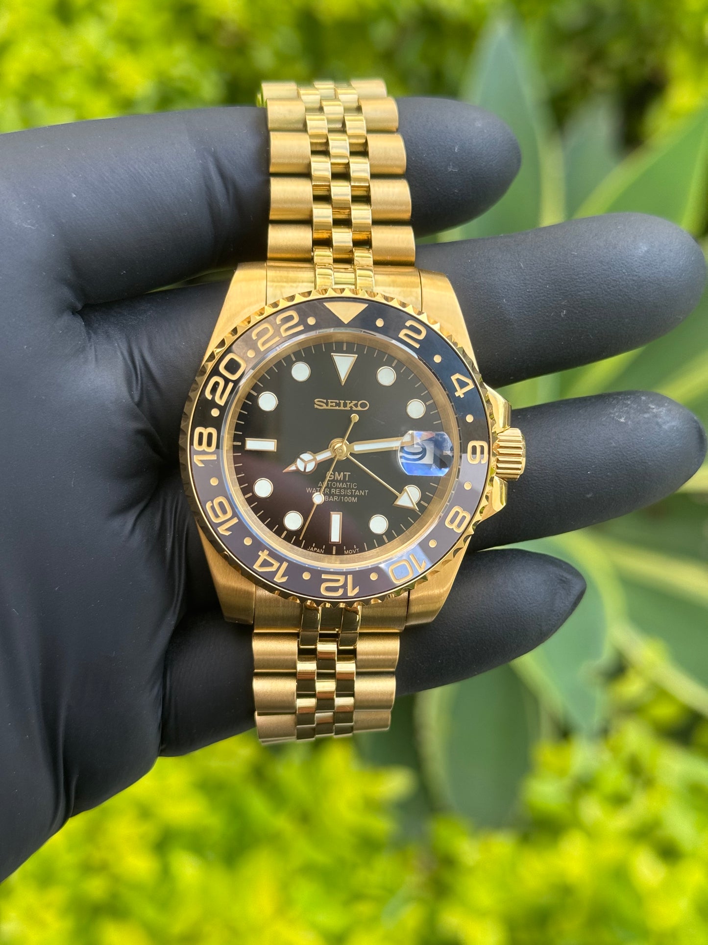 Gold GMT W/Black & Grey Bezel - In Stock