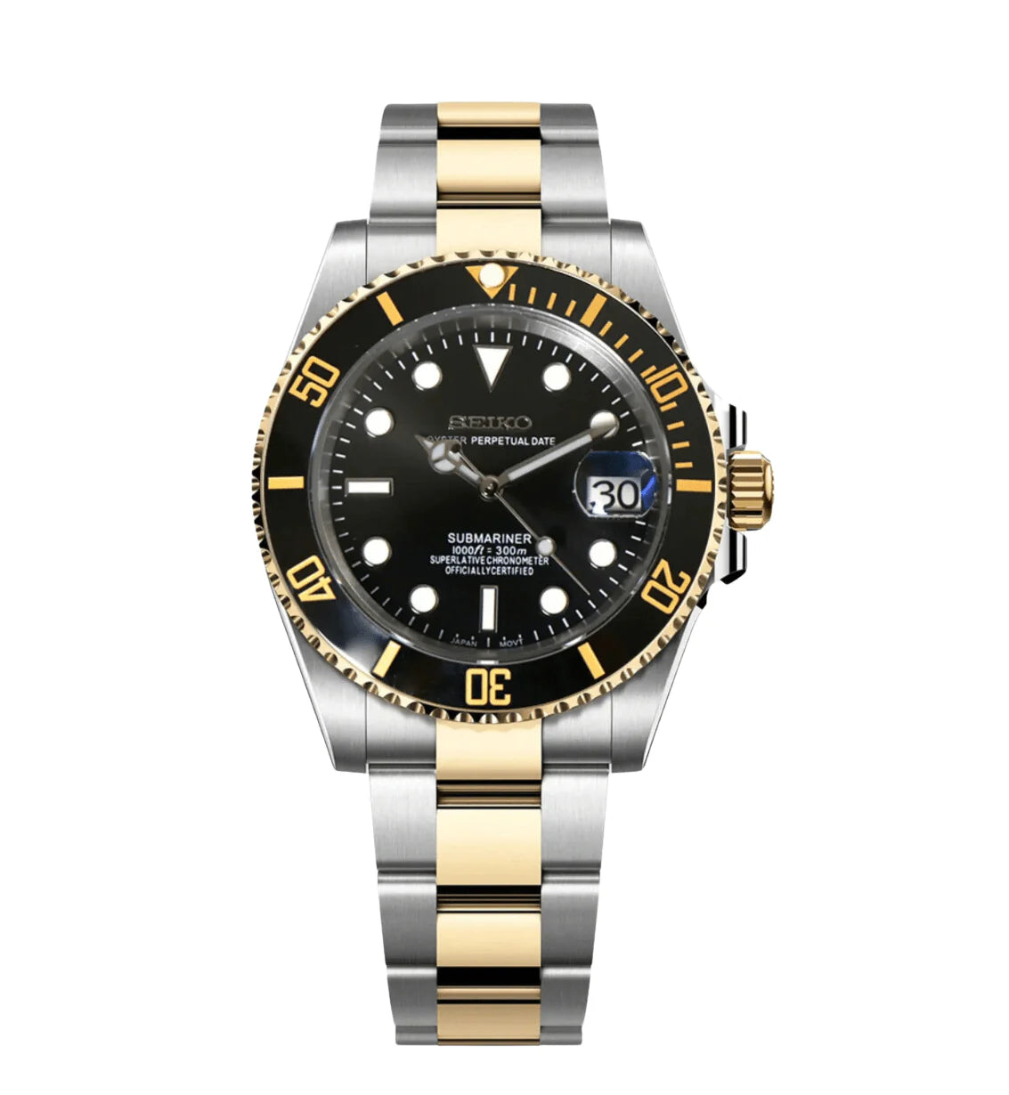 Submariner Mod Two Tone Gold W/Black