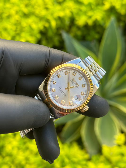 Pearl Two Tone DateJust W/Diamond Dial Mod - Out of Stock (Available for Custom Order)